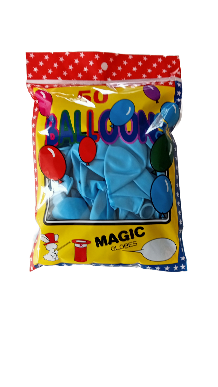 50 Globos Látex Estandar Liso Azul Claro Tamaño 12"