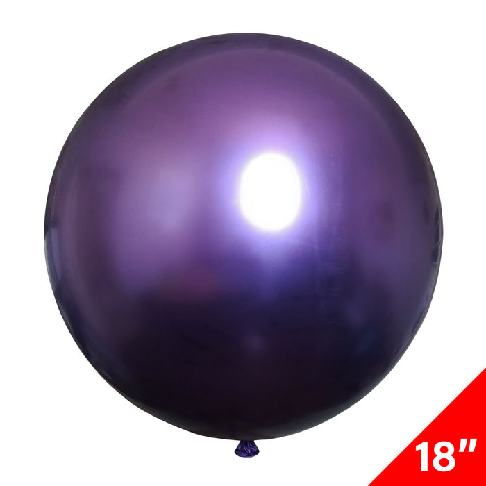 Globo Chrome Morado Tamaño 18" Cromado 45 cms. Esférico