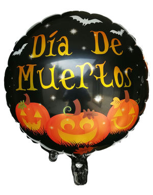 Globo Metálico Redondo Halloween 18" Calabazas Dia de Muertos