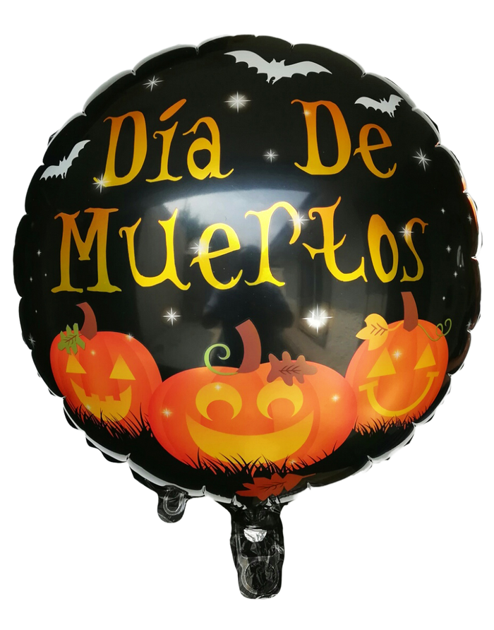 Globo Metálico Redondo Halloween 18" Calabazas Dia de Muertos