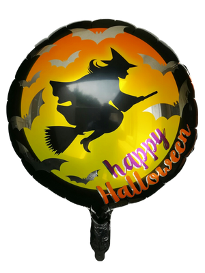 Globo Metálico Redondo Halloween 18" Bruja Voladora