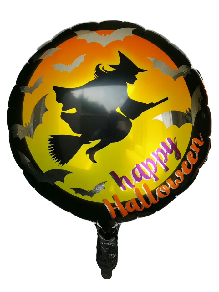 Globo Metálico Redondo Halloween 18" Bruja Voladora