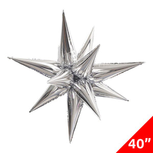 Globo Metálico Estrella Starburst Plata 12 Puntas Tamaño 40"