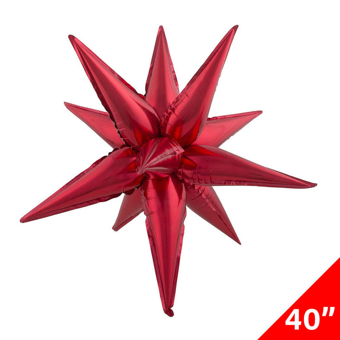 Globo Metálico Estrella Starburst Rojo 12 Puntas Tamaño 40"