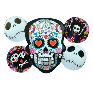 Set de 5 Globos Metálicos Halloween Dia de Muertos "Calavera con Fantasmas"