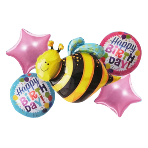 Set de 5 Globos Metálicos "Abejita Happy Birthday"