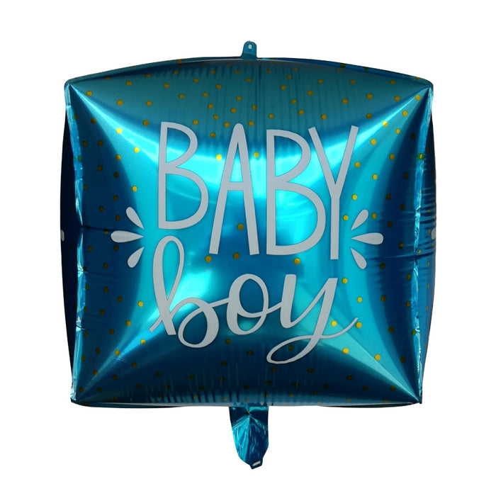 Globo Metálico Cubo Baby Boy Azul Tamaño 22"