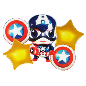 Set de 5 Globos Metálicos "Niño Capitán América"