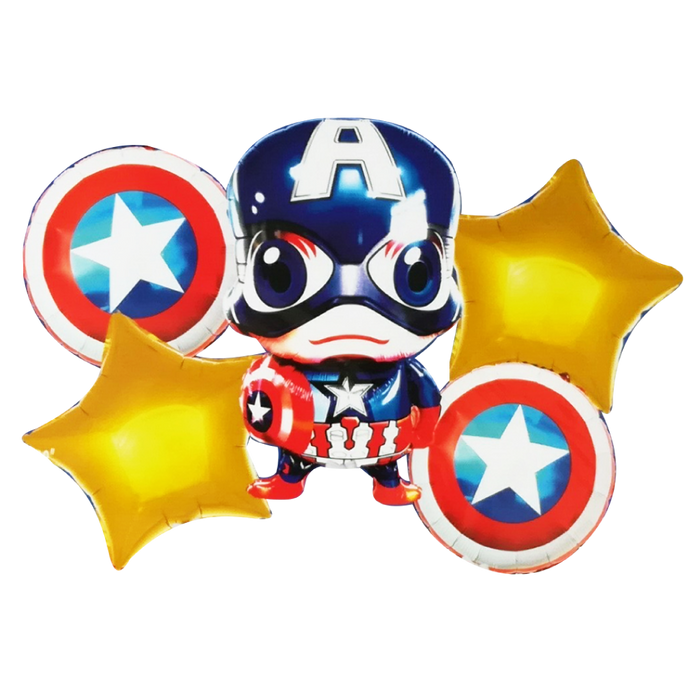 Set de 5 Globos Metálicos "Niño Capitán América"