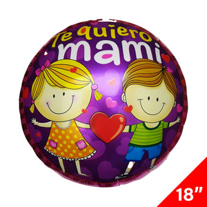 Globo Metálico Redondo "Te Quiero Mami" 18"