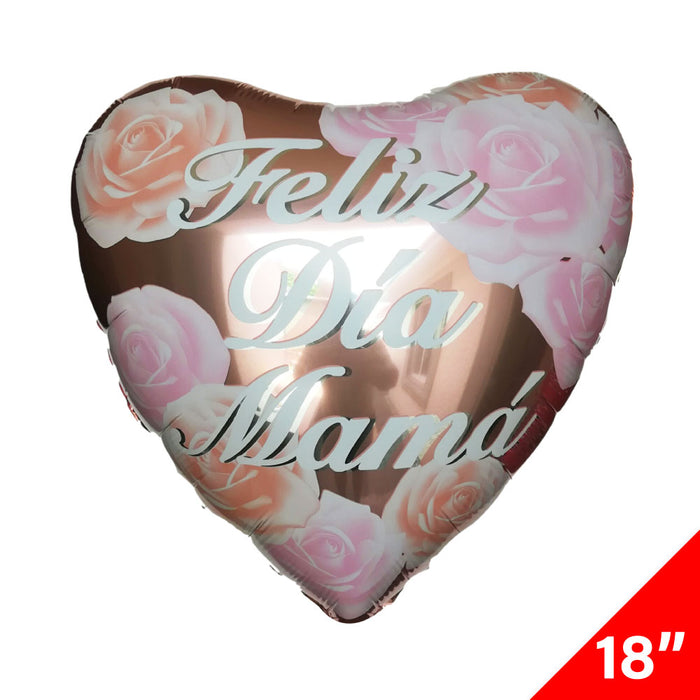 Globo Metálico Corazon "Felíz Día Mamá" 18"