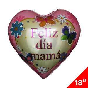 Globo Metálico Corazon "Felíz Día Mamá" 18"