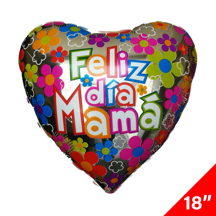 Globo Metálico Corazón "Felíz Día Mamá" 18"