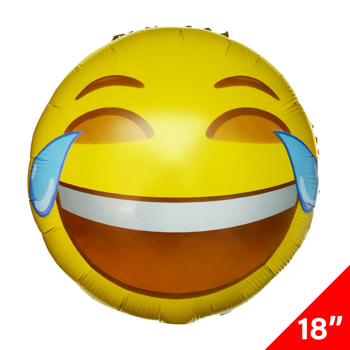 Globo Metálico Redondo Emoji "Risa" Tamaño 18"