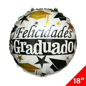 Globo Metálico Redondo Graduación 18" Graduado/Birretes