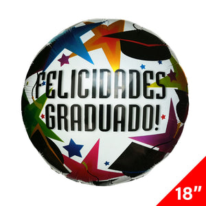 Globo Metálico Redondo Graduación 18" Graduado/Estrellas