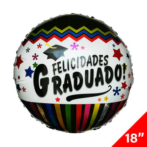 Globo Metálico Redondo Graduación 18" Graduado/Arcoiris