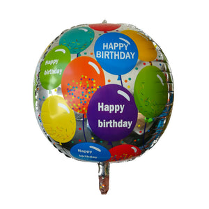 Globo Metálico Esférico 4D Happy Birthday Multicolor Tamaño 22"