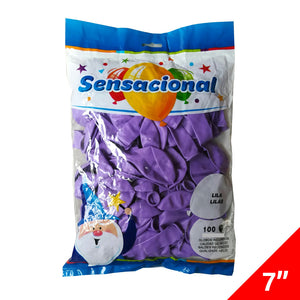 100 Globos Látex Liso Lila Tamaño 7" Sensacional