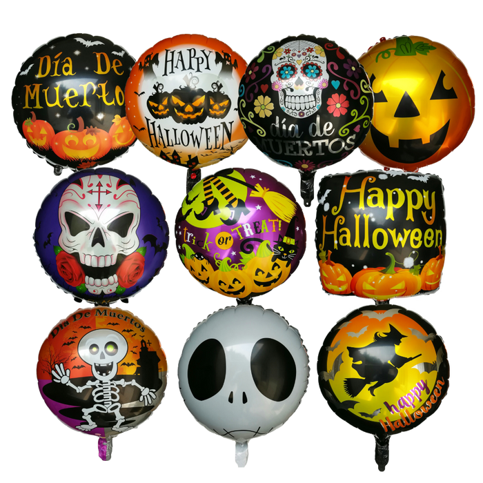 10 Globos Metálicos Halloween 18" Surtido