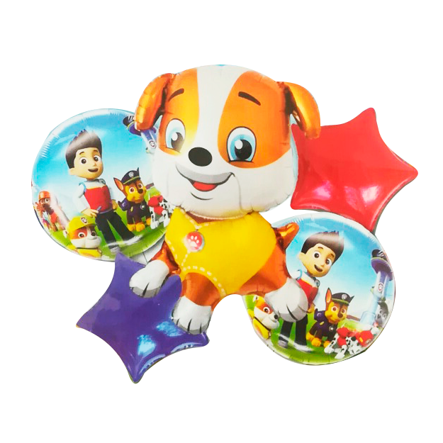 Set de 5 Globos Metálicos "Rubble" de Paw Patrol