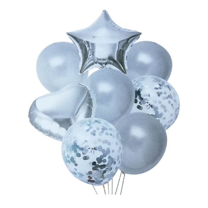 Kit de 8 Globos con Estrella - Plata