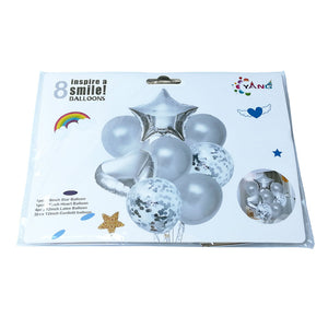 Kit de 8 Globos con Estrella - Plata