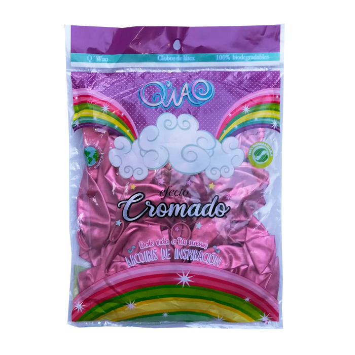 50 Globos Látex Chrome Rosa Tamaño 10" Cromados