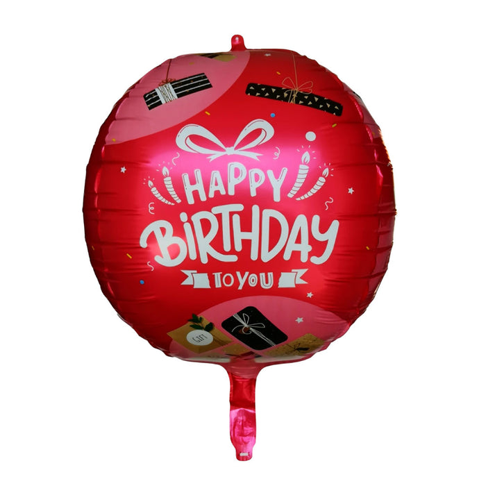 Globo Metálico Esférico 4D Happy Birthday Rojo Tamaño 22"