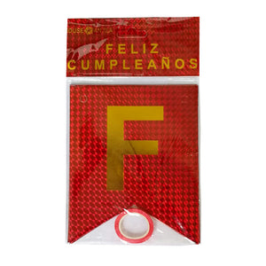 Banderín Efecto 4D Colgable "Feliz Cumpleaños" Rojo