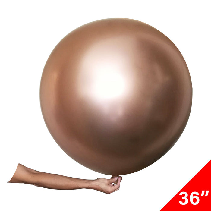 Globo Chrome Gigante Rosa Gold Tamaño 36" Cromado 90 cms. Esférico