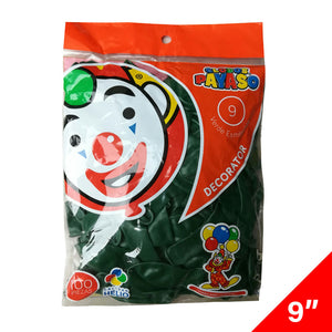 100 Globos Látex Liso Verde Esmeralda Tamaño 9" Payaso